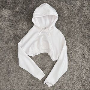 ALO Women's White Cropped Hoodie